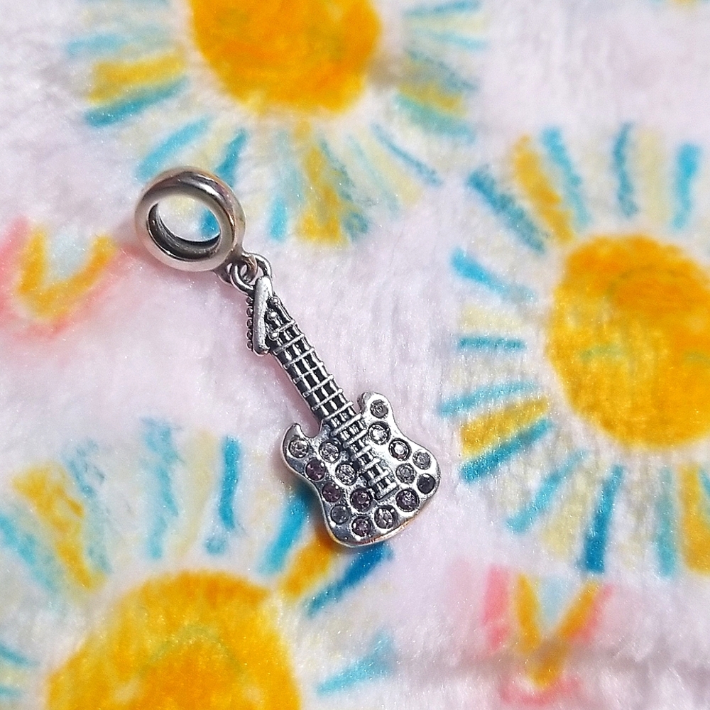 Chamilia sterling silver Swarovski crystals Guitar charm